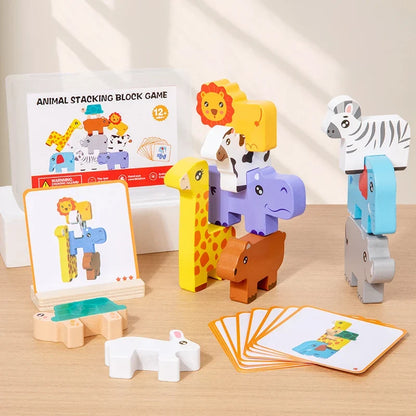 Wooden Animal Stacking Balance Game