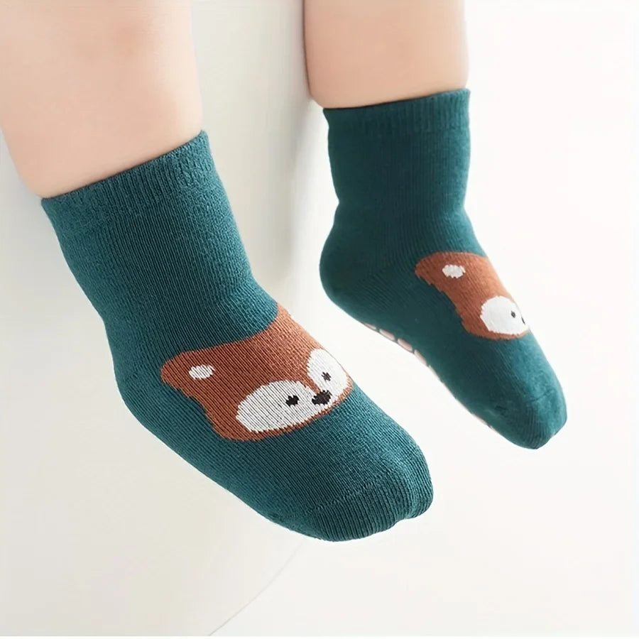 6-Pair Baby Anti-Slip Socks – Cute Cartoon Animals 🐻🐰🦊