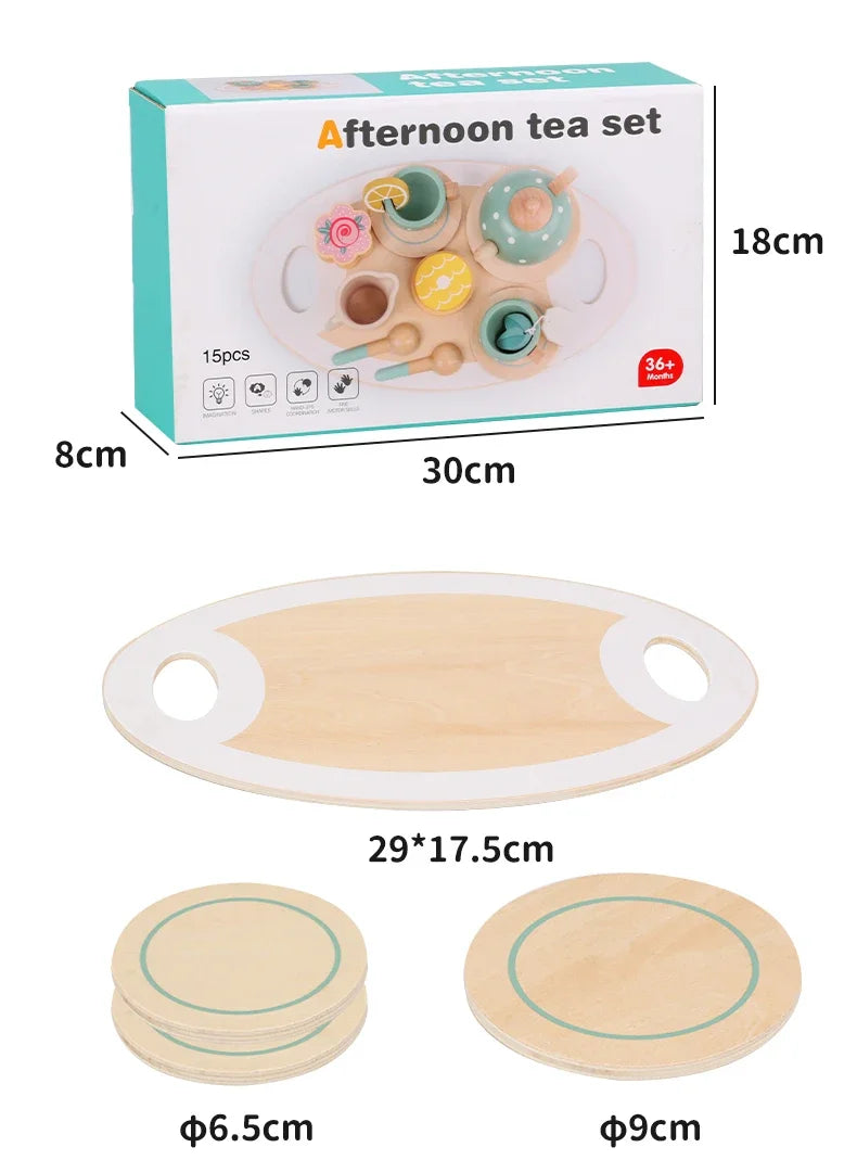 Wooden Tea Set – Pretend Play Food & Role Play Game for Kids