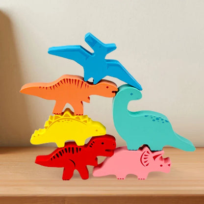 Wooden Dinosaur Stacking Balance Game for Kids