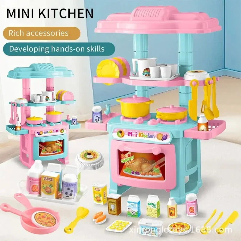 Mini Kitchen Counter Play Set – DIY Simulated Cooking Food Tableware