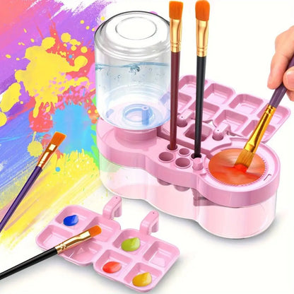CleanFlow 6-in-1 Paintbrush Cleaner & Brush Holder | Water Circulation Art Cleaning Cup
