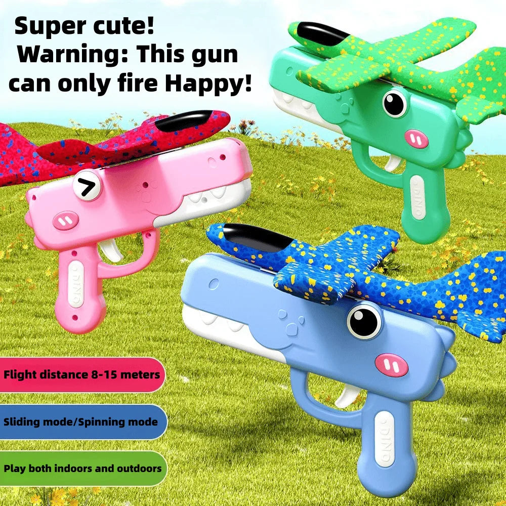 AeroDino Launcher Foam Plane Gun | One-Click Ejection Dinosaur Aircraft Toy