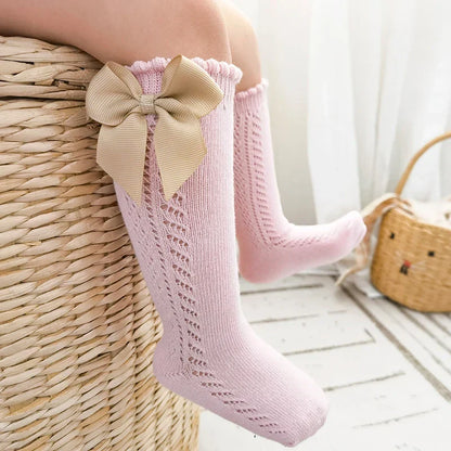 Baby Girls Socks – Spanish Style Bow Cotton Mesh Breathable Socks for Newborns