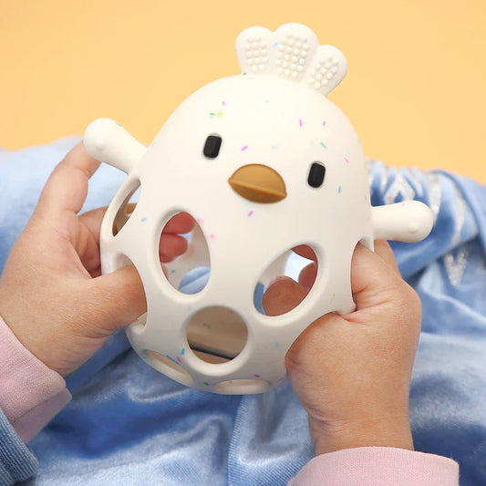 Baby Silicone Chick Teether – Soft Chewing & Training Toy for Infants
