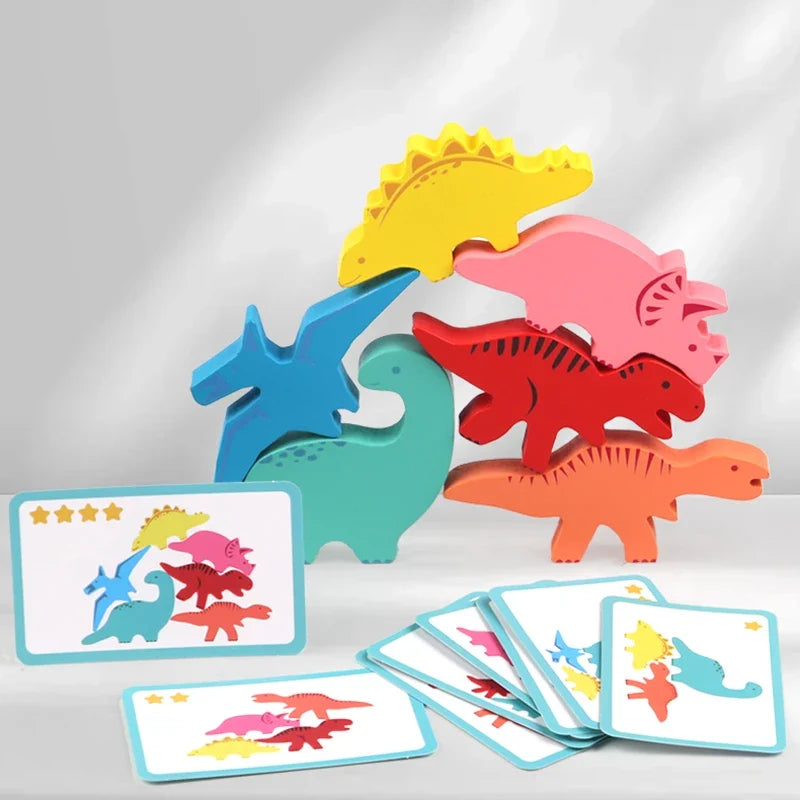 Wooden Dinosaur Stacking Balance Game for Kids