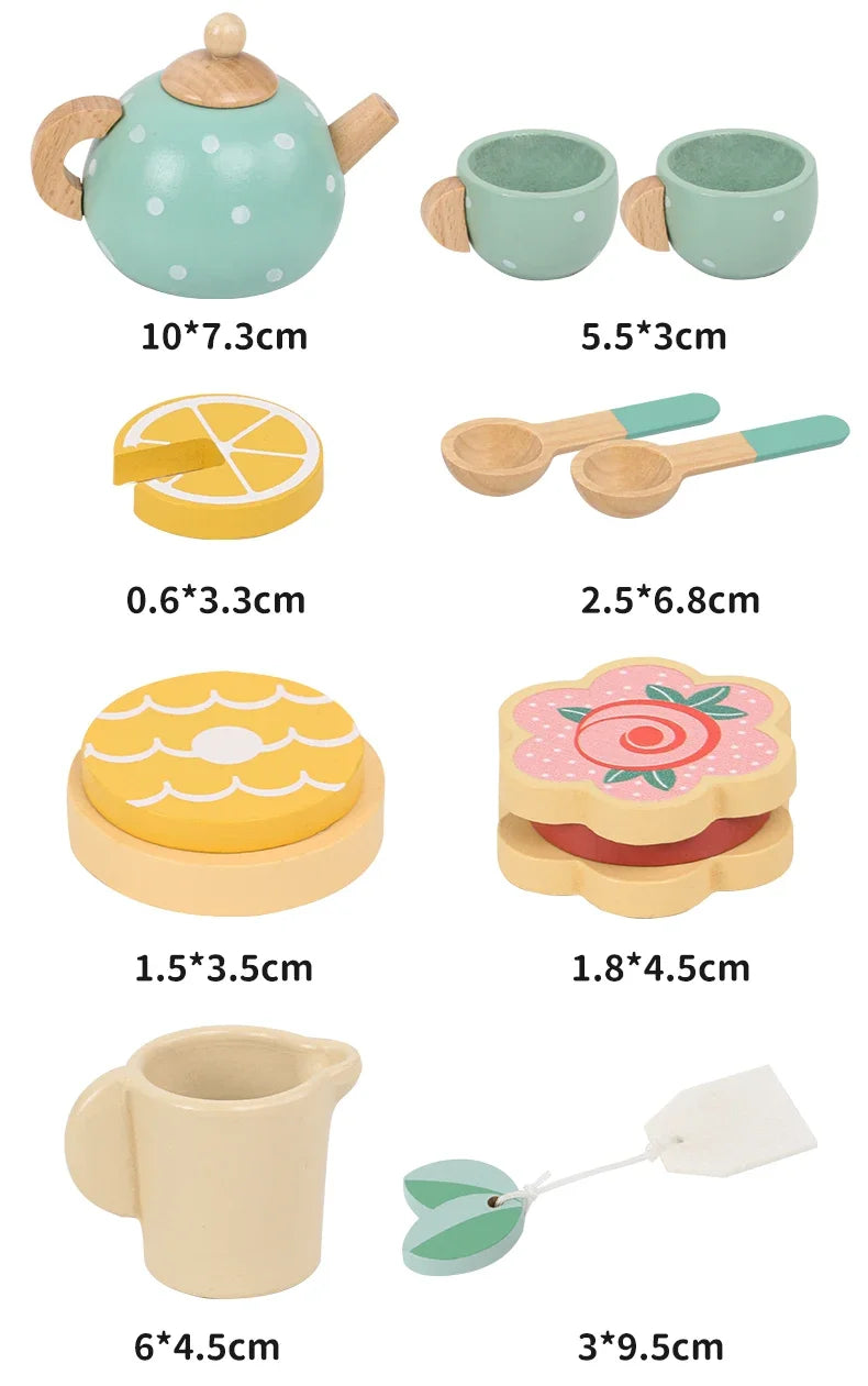 Wooden Tea Set – Pretend Play Food & Role Play Game for Kids