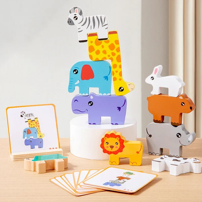 Wooden Animal Stacking Balance Game