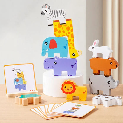 Wooden Animal Stacking Balance Game