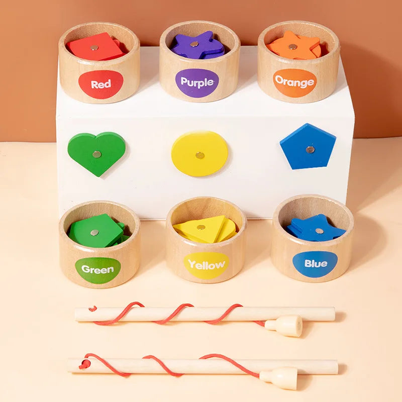 Wooden Magnetic Fishing Game - Color & Shape