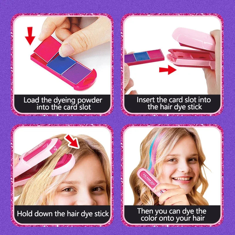 Children's Simulated Hair Dyeing Stick Set – DIY Hair & Makeup Tools