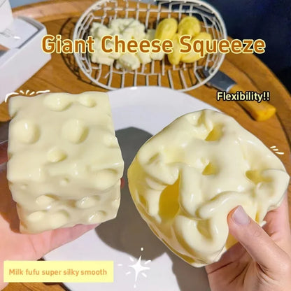 Jumbo Cheese Cube Stress Ball – Giant Cheese Squeeze & Fidget Toy 🧀✨