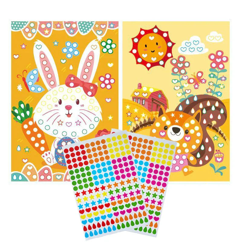 Funny Puzzle Dot Stickers – Cute Animal Mosaic Craft Set for Kids