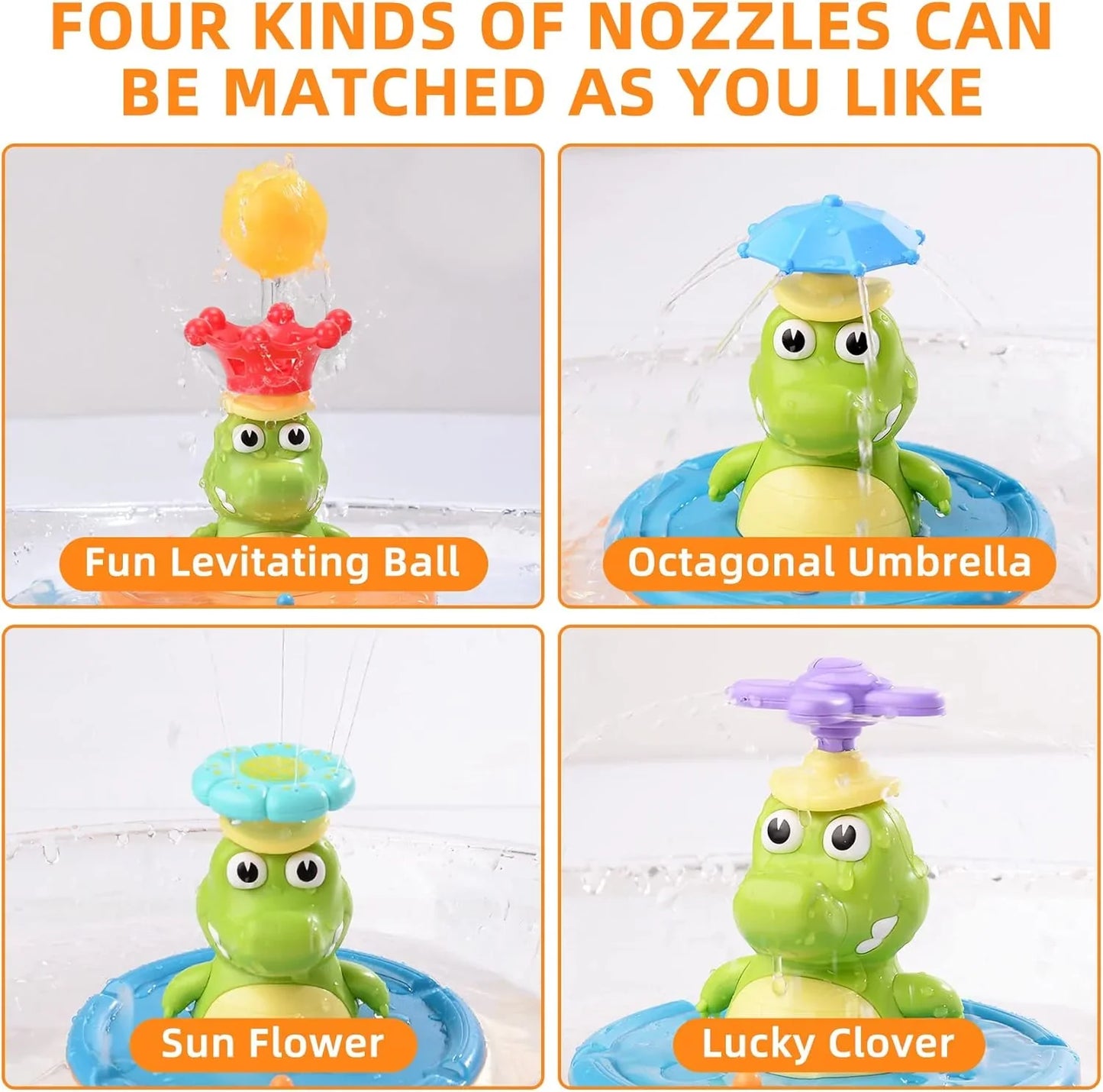 SplashGator LED Crocodile Bath Sprinkler Toy for Kids | Floating Water Spray Bath & Pool Toy