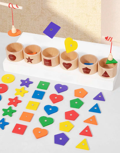 Wooden Magnetic Fishing Game - Color & Shape