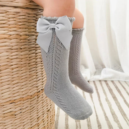 Baby Girls Socks – Spanish Style Bow Cotton Mesh Breathable Socks for Newborns