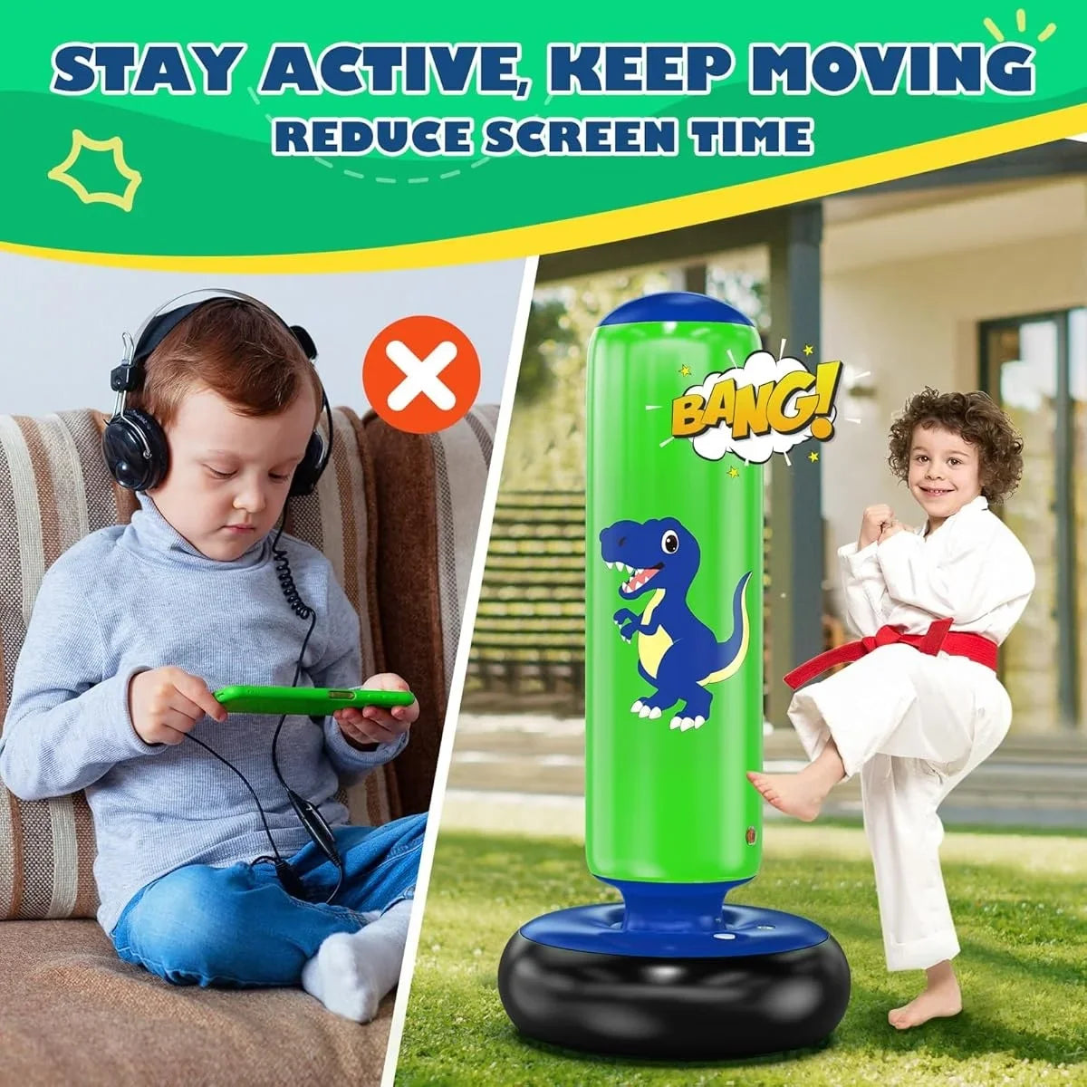 Inflatable Dinosaur Punching Bag for Kids