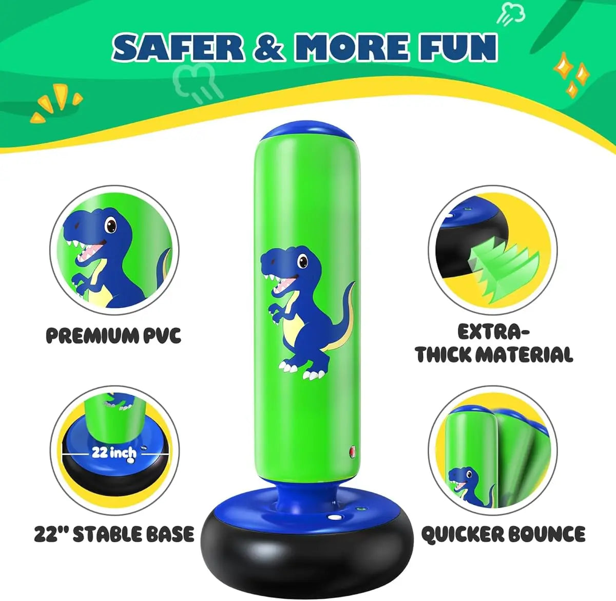 Inflatable Dinosaur Punching Bag for Kids