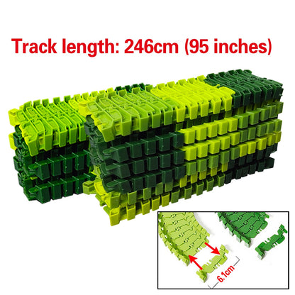 Dino Glow Track Adventure – Flexible Race Track with Light-Up Train & Cars