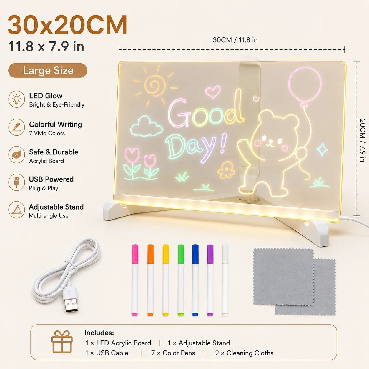 LED Acrylic Drawing & Message Board for Kids