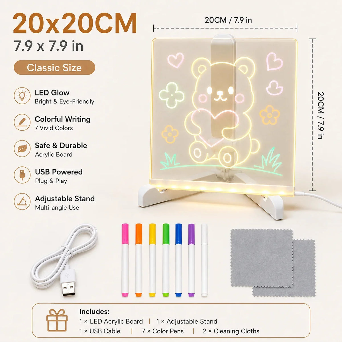 LED Acrylic Drawing & Message Board for Kids